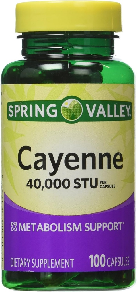 Spring Valley - Cayenne Fruit 40.000 STU, Whole Herb, 100 Capsules