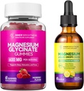 Magnesium Glycinate｜Gummies for Adults, Sleep, Relaxation & Focus, Mixed Berry Flavor & Liquid with Magnesium Citrate & Taurate, Lemon Flavor