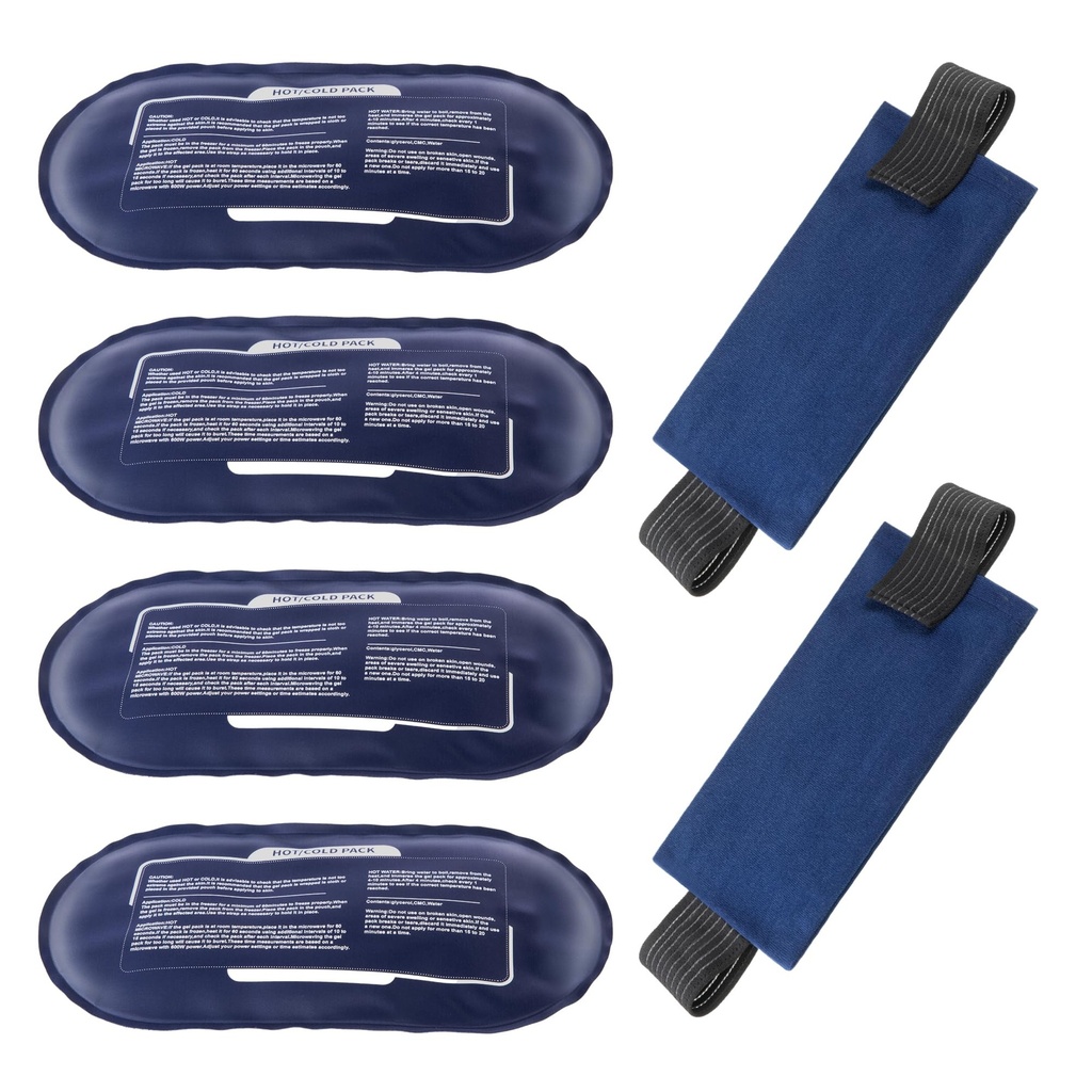 Ice Packs voor Verwondingen Herbruikbaar, 4 Pack Hot en Cold Gel Packs en 2 Pack Verstelbare flexibele Gel Wraps voor Back Shoulders Armen Knieën en Benen letsel herstel, Verlichting Joint en spierpijn verlichting