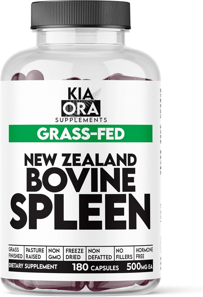 Grass Fed Bovine Spleen Supplement | Freeze-Dried, Desiccated Spleen Glandular – Supports Immune Function & Blood Health – Ancestral Organ Capsules – 180ct
