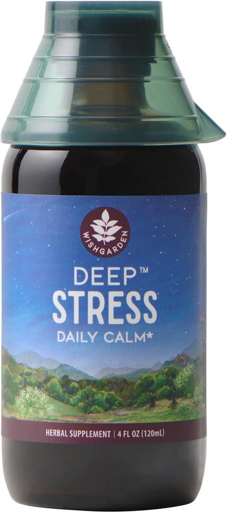 WishGarden Kruiden Diepe Stress met Ashwagandha - Plant-Based Liquid Herbal Adrenal Support Supplement met Ashwagandha Root en Powerhouse Adaptogenen voor Stress Relief, Fast-Acting Stress Tinctuur, 4oz