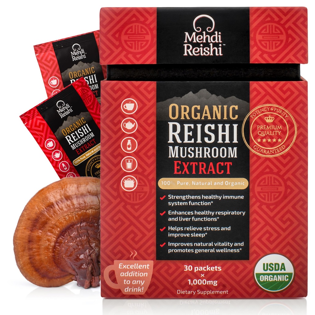 Biologische Reishi Paddestoel Extract Fruit-Body Poeder 35% Beta Glucan 100% Pure, Premium en Organic 