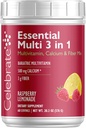 Vier vitamines 3-in-1 Bariatrische Multivitamine met Calcium Citroen Drink Mix - 500mg Calcium, Glutenvrij, Suikervrij - Poeder Blend voor Post Bariatrische Chirurgie - Rasp Limonade (60 Servers)