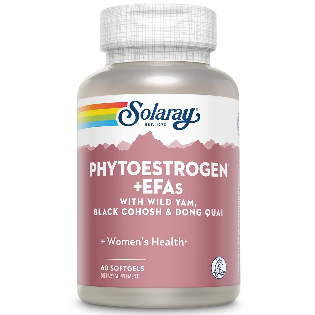 SOLARAY PhytoEstrogen Plus EFA's Menopauze Ondersteuning Wild Yam, Black Cohosh, Evening Primrose & Borage 60ct, 30 Serv.