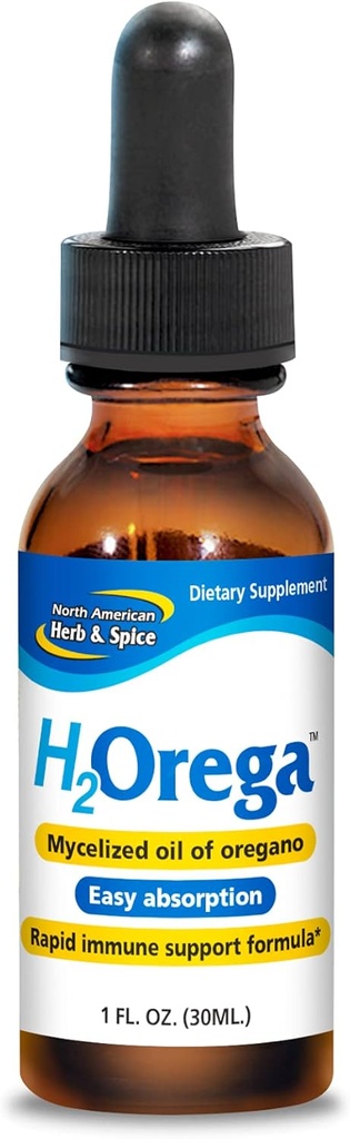 NORTH AMERICAN HERB & SPICE H2Orega - 1 fl. oz. - Mycelized Oil of Oregano - Rapid Immune Support Formula - Easy Absorption - Non-GMO - 173 Servings
