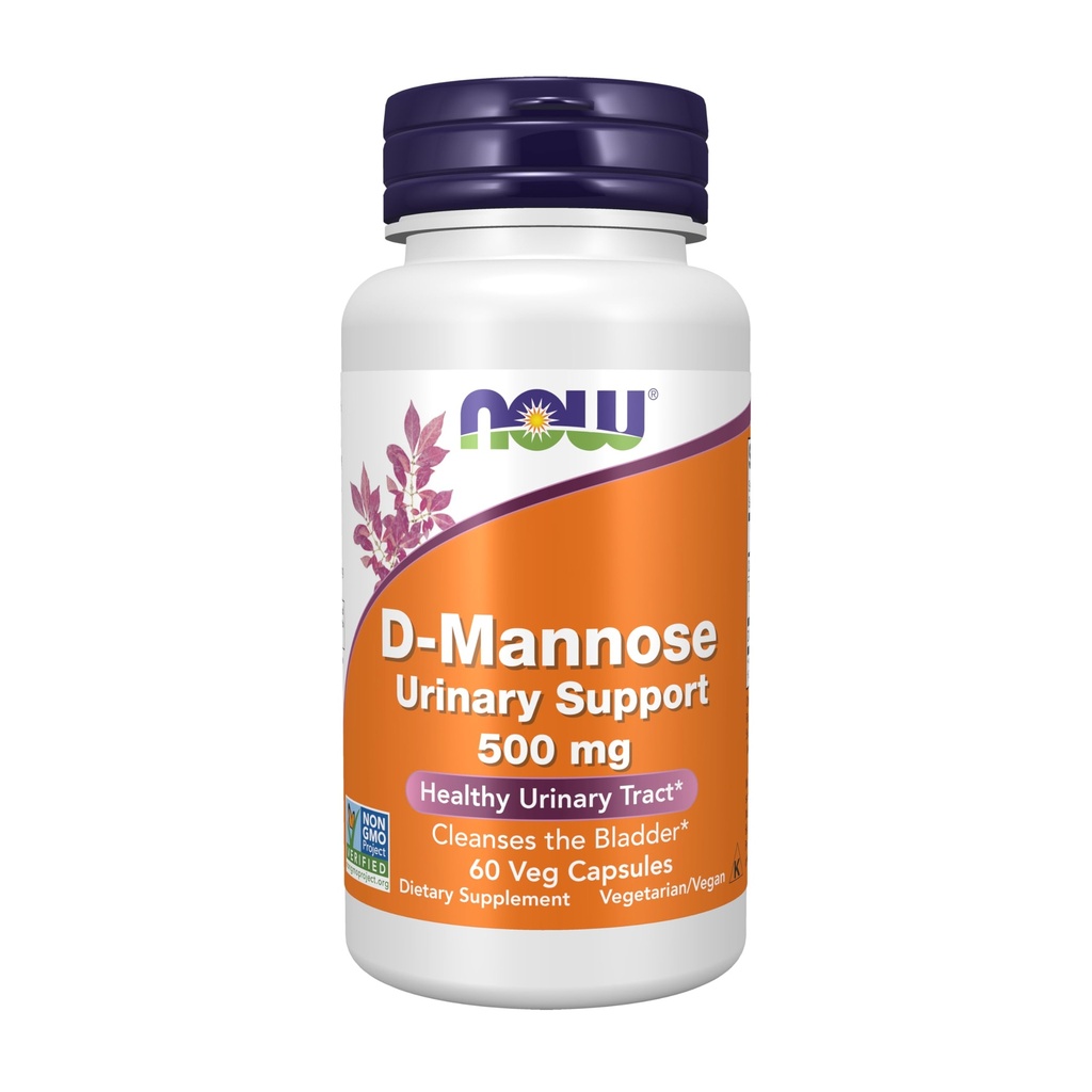 NOW Foods Supplements, D-Mannose 500 mg, Non-GMO Project Geverifieerde, gezonde urinetrek*, 60 Veg Capsules