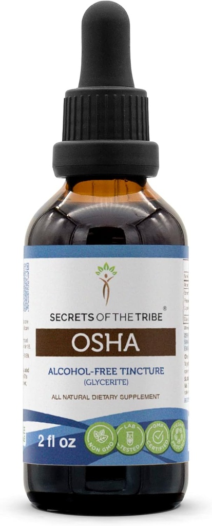 Geheimen van de Stam OSHA Tinctuur Alcoholvrije Extract, High-Potency Kruidendruppels, Tinctuur Gemaakt van Responsible gekweekte OSHA Ligusticum Porteri Respiratory System Health 2 oz