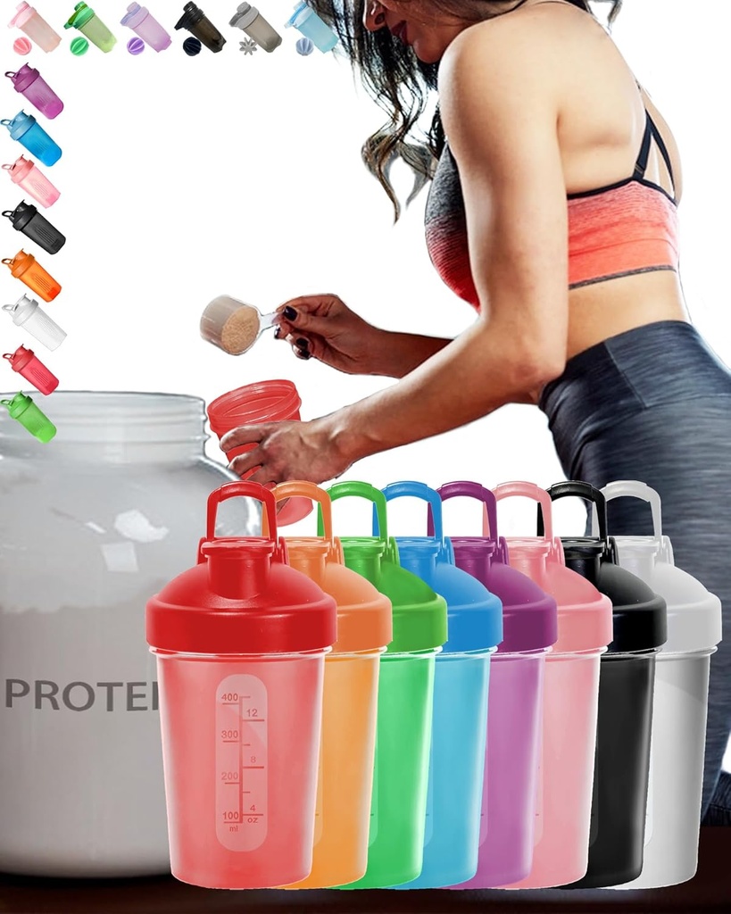 EBAT 16 Piece Set Kleurrijke AntiDropBPAFREELeakProofProtein Shaker Bottle Value Pack w. Whisk Ball & ErgonomischeDesign &, 8 Unieke Kleurwaarde Pack (zie foto) voor mannen/vrouwen /