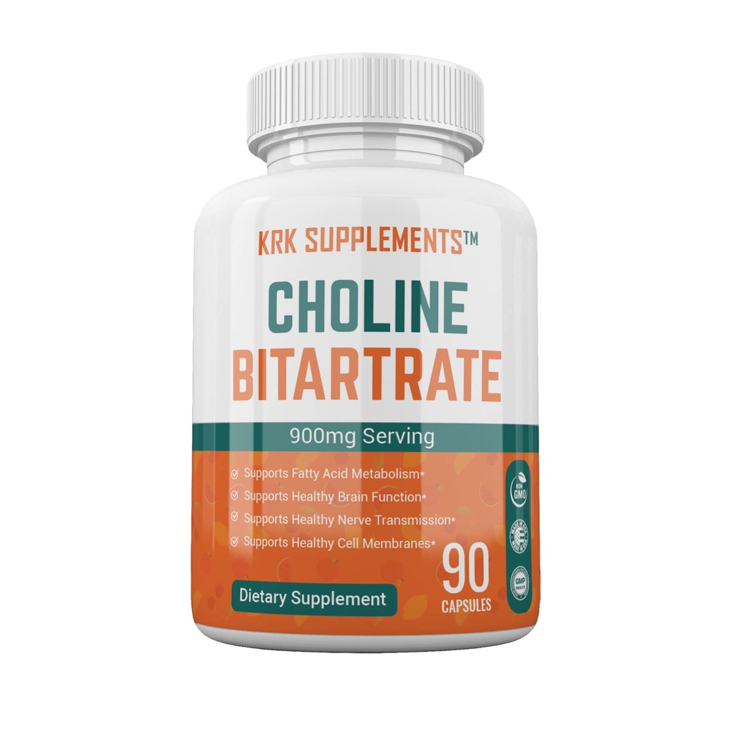 1 Pack Choline Bitrate 900mg Per Serving 90 Capsules KRK Supplementen