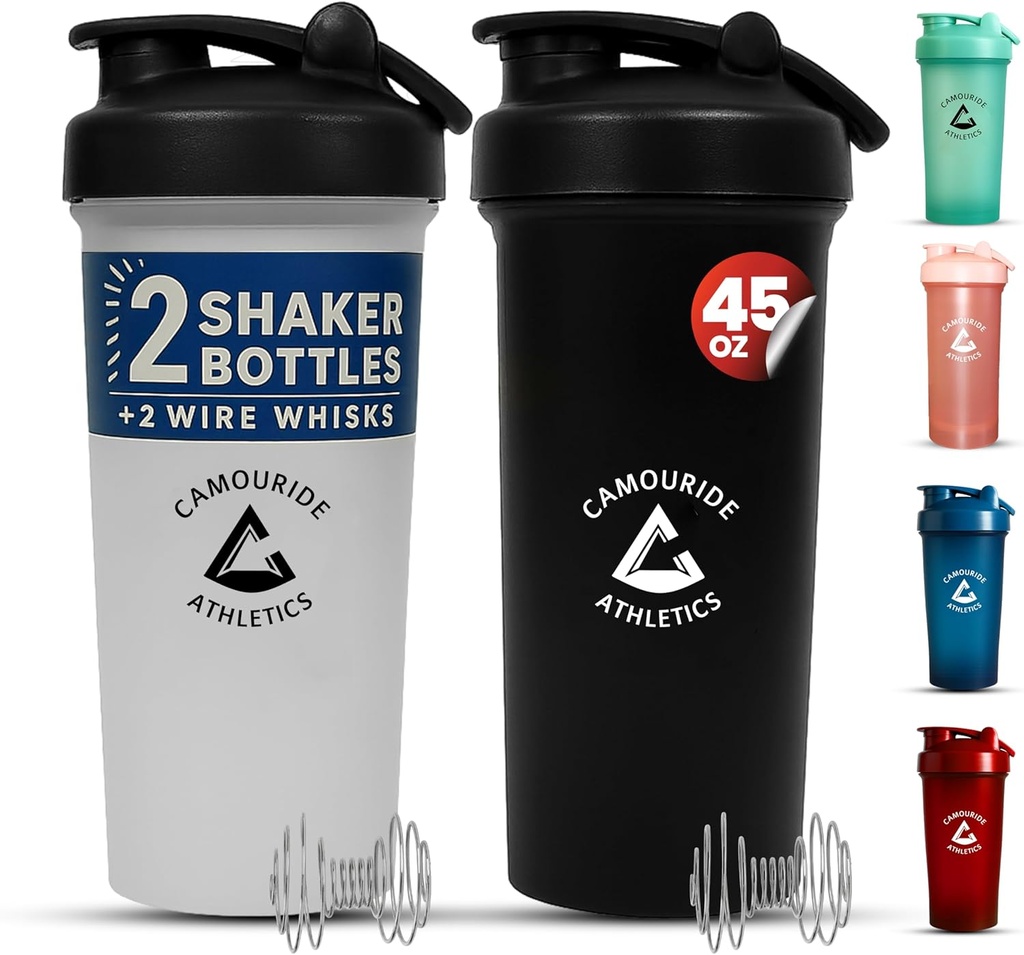2 Pack 45 oz Protein Shaker Flessen met Wire Whisk 