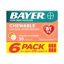 Bayer Aspirine Low Dose 81 mg kauwtabletten, pijnstiller, sinaasappelsmaak, 216 tabletten (6 verpakkingen)