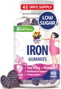SUNNY SAM Iron Gummies for Kids & Adults - Iron Vitamins with Vitamin C, 10mg per Serving - Kauwbare Fruit Gummy for Immune Support Red Blood Cell Production