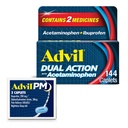 Advil Dual Action with Acetaminophen and Ibuprofen (2 doses equivalent) For 8 Hour Pain Relief, Coated 144 Ct Caplets And 2 Ct. Sample of Advil PM