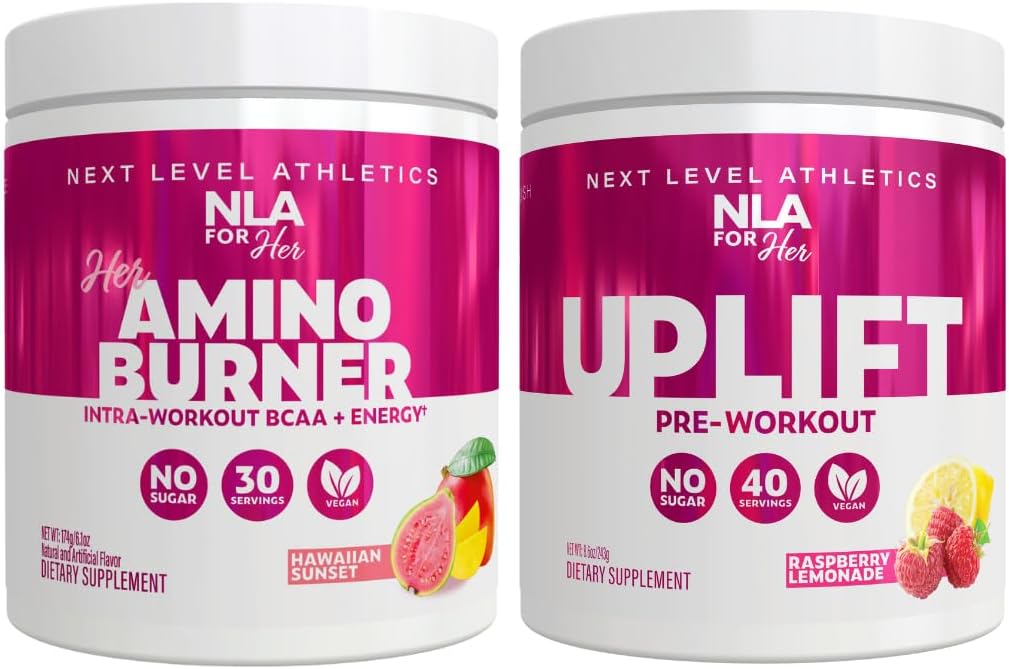NLA voor haar Pre/Intra Workout Stack (Inclusief haar Thermogenic Amino Hawaiian Sunset en Uplift Pre Workout Raspberry Lemonade)