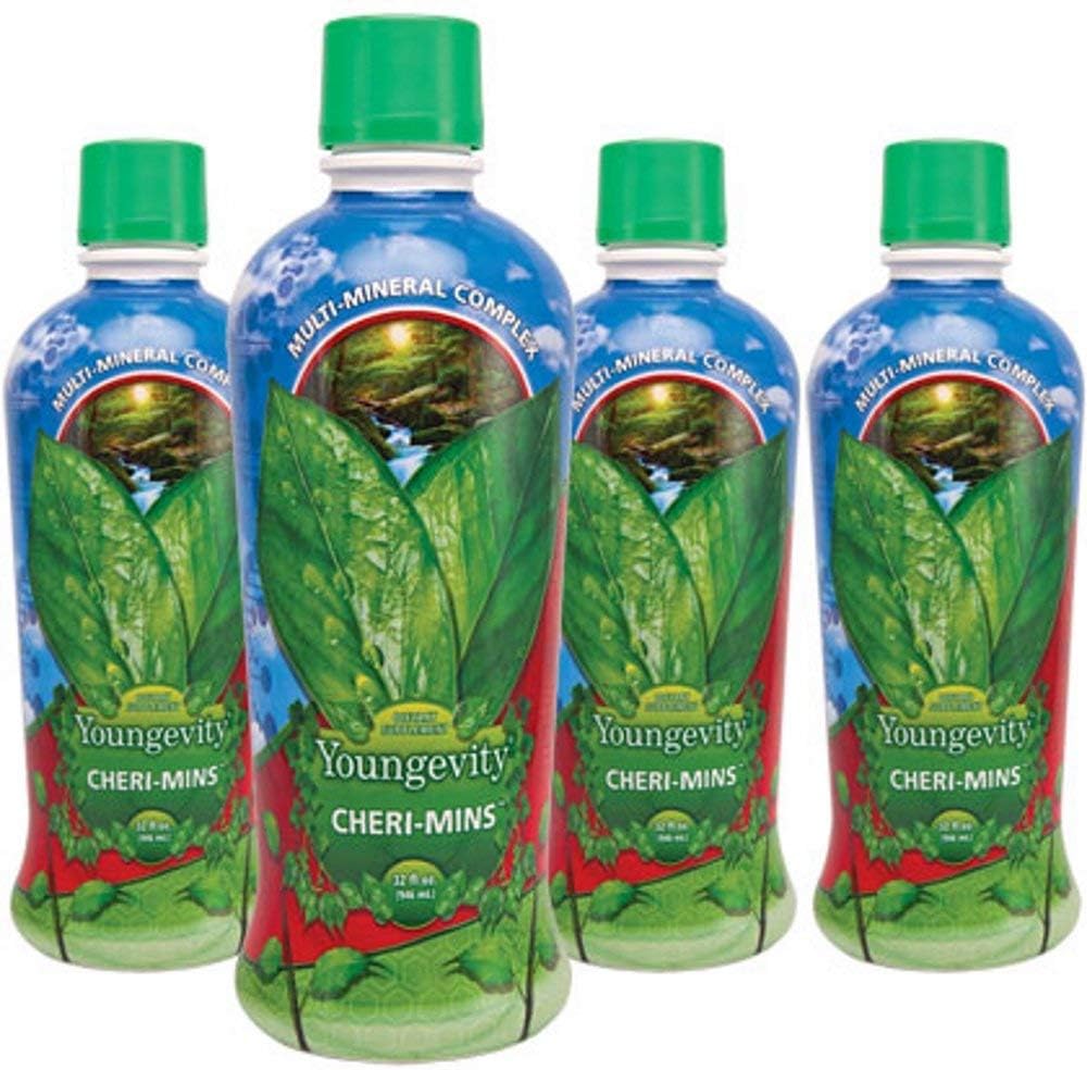 Youngevity Cheri-Mins™ Plant Derived Liquid Minerals - Great Tasting Formula - 77+ Natural Unaltered Trace Minerals - Colloidal Form Humic Shale (32 Fl Oz - Pack of 4)