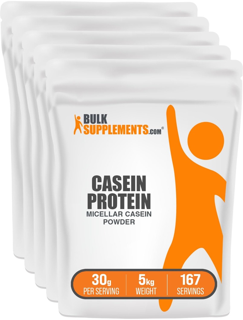 BulkSupplements.com Caseïne Proteïne Poeder - Micellar Caseïne Poeder, Slow Digesting Proteïne - Unflavored & Gluten Free, 30g per portie, 1kg (2,2 lbs) (Pack of 5)