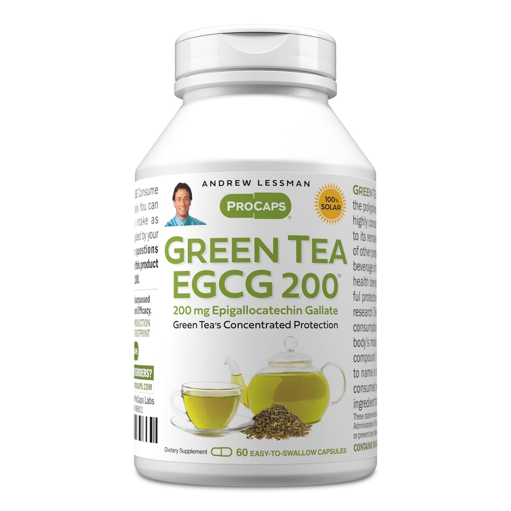 ANDREW LESSMAN Green Tea EGCG 200mg - 60 Capsules - 200 mg EGCG, krachtige anti-oxidant Ondersteuning voor gezonde leverfunctie, immuun, hersenen, hart en Circulatory Systems. Geen additieven