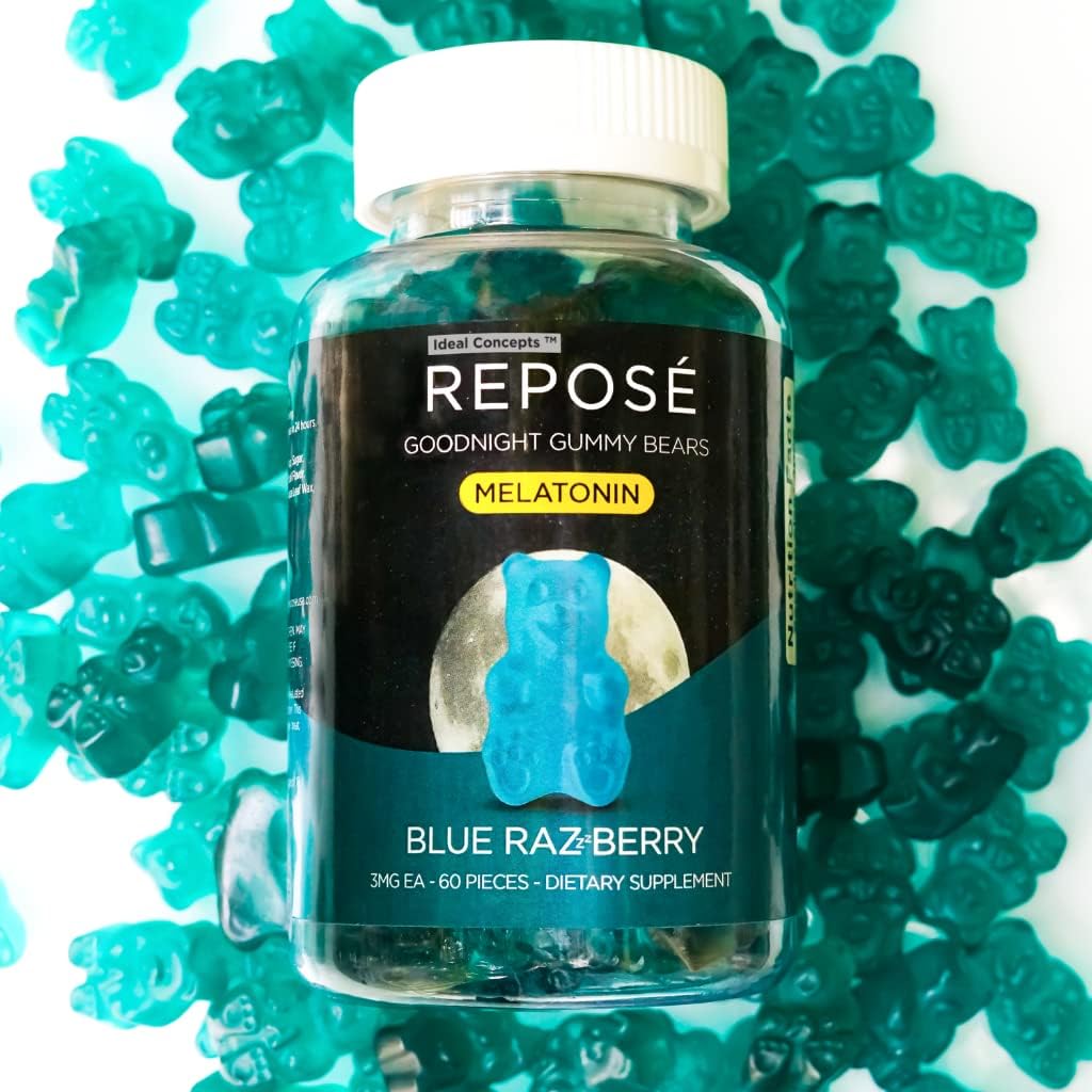 Reposé Goodnight Melatonine Gummies 3mg Per Serving, 30 Day Bottle (60 Gummy Bears) - Kauwbare slaapsupplement voor volwassenen - Niet Habit vormen van natuurlijke slaaphulp