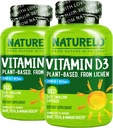 NATURELO Vitamine D - 2500 IE - Plant op basis van Lichen - Natural D3 Supplement for Immuun System, Bone Support, Joint Health - Vegan - Non-GMO - Glutenvrij - 180 Capsules (pack of 2)