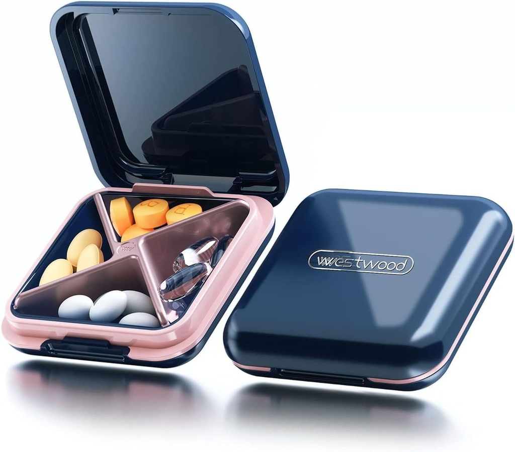 Reis pil geval, kleine pil Box - Acedada dagelijkse pil container, pil houder voor portemonnee, waterdichte compacte geneeskunde Organisator, draagbare vitamine geval, blauw