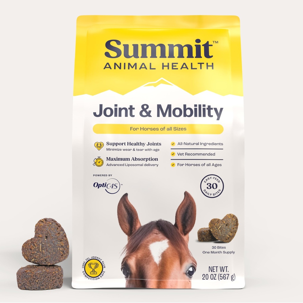 Summit Equine Joint & Mobility Bites Daily Supplement for Horses, Liposomale Delivery, Max Absorptie, Vet Aanbevolen, Alle natuurlijke ingrediënten, 100% Drug-Free, gezonde gewrichten - 30 Bites