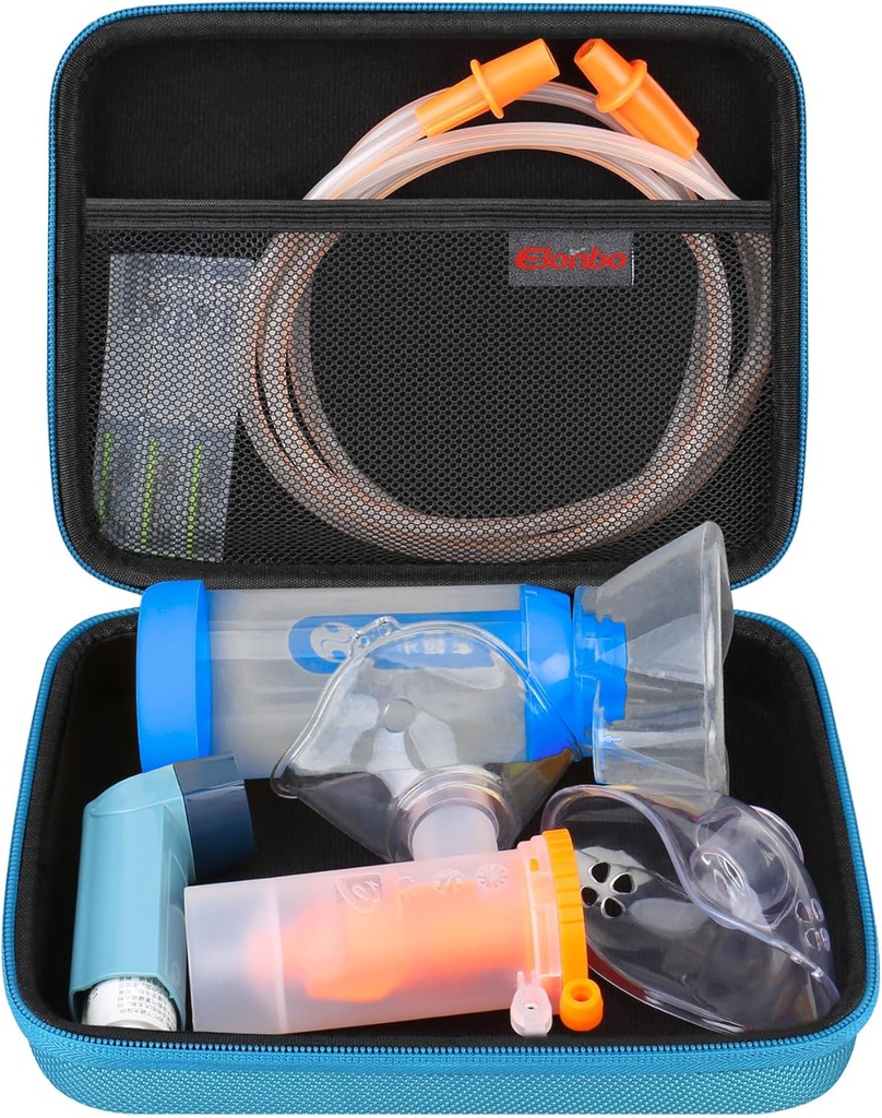 Elonbo Carrying Case for Nebulizer Replacement Parts Kits/Athma Inhaler/Inhaler Spacer Maskers/Nebulizer Tubing Mondstuk Accessoires Vervangingsset, Handheld Inhaler Nebulizer Bag (alleen geval)