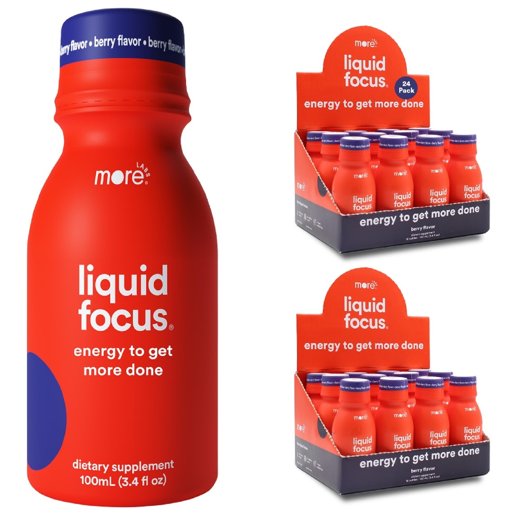 Meer Labs Liquid Focus, Nootrope Smart Drink met krachtige antioxidanten en adaptogene kruiden voor energie en concentratie, 150mg Cafeïne (verpakking van 24)