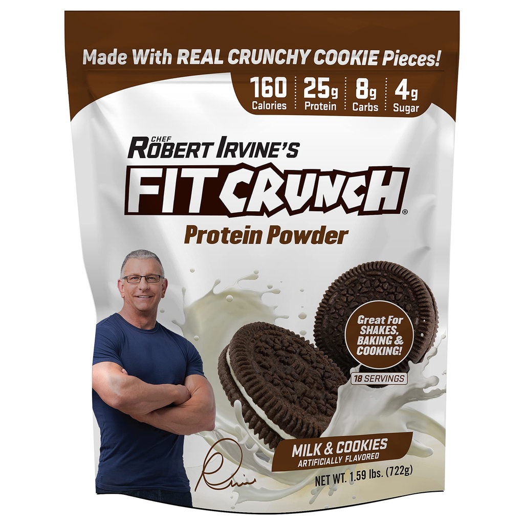 FITCRUNCH Tri-Blend Wei Proteïne, Keto Vriendelijk, Lage Calorieën, Hoog Proteïne (18 Serven, Melk & Cookies)