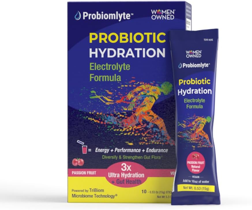 Probiomlyte- Probiotische hydratatieversterker (Passievrucht) met gepatenteerde Tribiom Microbiome Technologie voor duurzaamheid, prestaties, energie en Gut Health