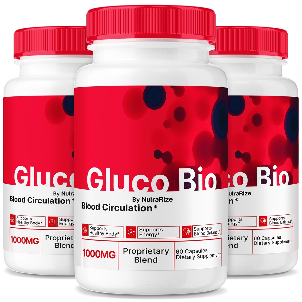 NutraRize (3 Pack) GlucoBio Capsules, Official Gluco Bio Supplement, All Natural Formula to Support Overall Health and Wellness, Premium Vitamin Pills, GlucoBio Reviews (180 Capsules)