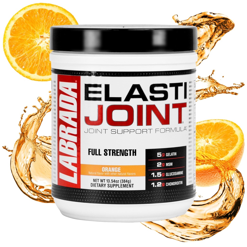 Labrada Nutrition Elastijoin, Orange Flavor,Glucosamine Joint Support Supplement Powder for Men & Women, Joint Relief & Bone Health Supplement with MSM, Glucosamine Chondroitin MSM Gluten-Free
