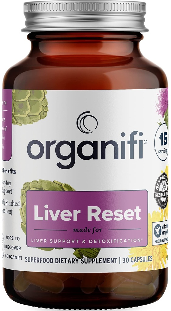 Organifi - Lever resetten - Lever detox - Digestieve en immuunondersteuning - Bevordert Cellular Energy Production, 30 capsules