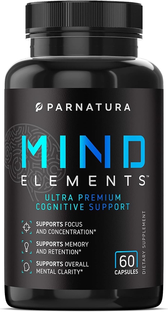 Nootrope Hersenen Ondersteuning Supplement, Mind Elements, Boost Focus, Geheugen, Concentratie, Helderheid met Bacopa Monnieri, Alpha GPC, DMAE, Huperzine 60 Capsules