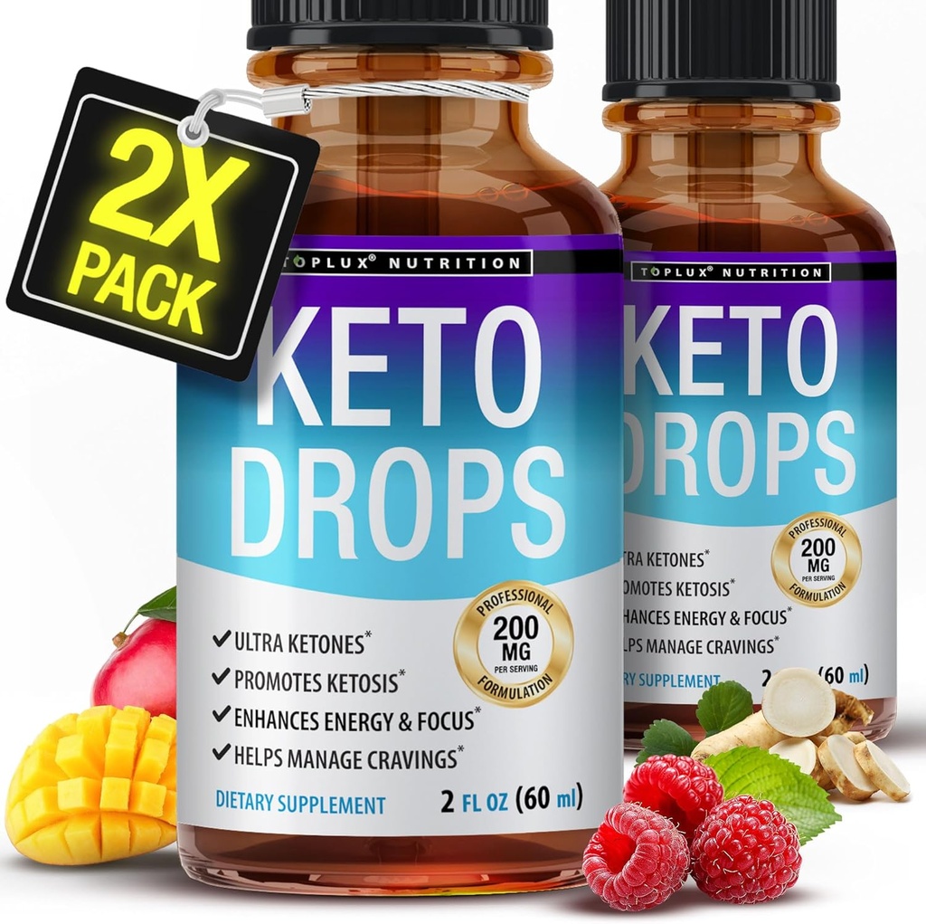Toplux Keto Diet Drops Ketogenic Supplement - Premium formule ter ondersteuning van Ketosis, Better Absorptie Liquid, Garcinia Cambogia, voor mannen en vrouwen