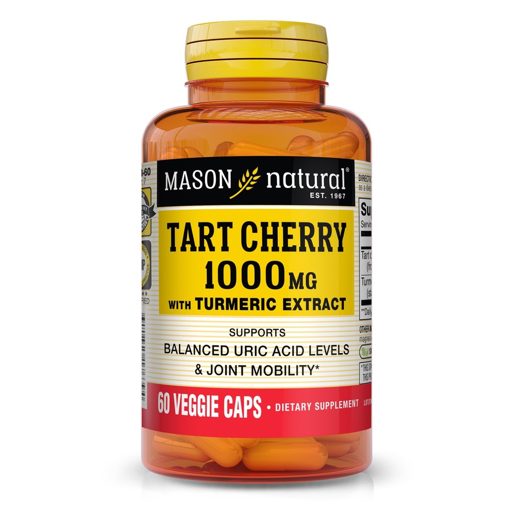 MASON NATUURLIJKE 1000mg Tart Cherry Extract met gestandaardiseerde Kurkuma, 60 dagen levering Capsules voor gezamenlijke ondersteuning