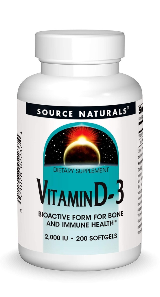 Bron Naturals Vitamine D-3 2000 ie Ondersteunt Bone & Immune Health - 200 Softgels