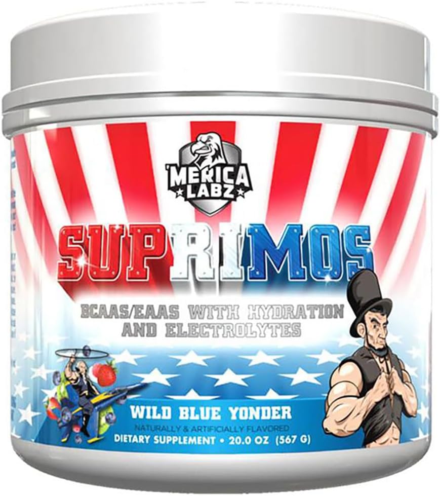 Merica Labz Suprimos BCAA/EAA Supplement met Eletrolytes voor maximale prestaties en endurance 30 porties (Wild Blue Yonder, 20.0oz)