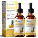 M inch Magnesium Glycinate Liquid, Hoge Absorptie Magnesium Liquid Drops met Cellulose Fiber, Bromelaine, Vitamine B6, C, D, Zink, Magnesium Supplement voor kinderen en volwassenen, Ananas smaak, 2 Pack