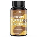 Liposomaal Kurkuma supplement 2200 mg met Black Pepper Extract 15 mg voor hoge absorptie en gezamenlijke functie, 60 Softgels voor volwassenen