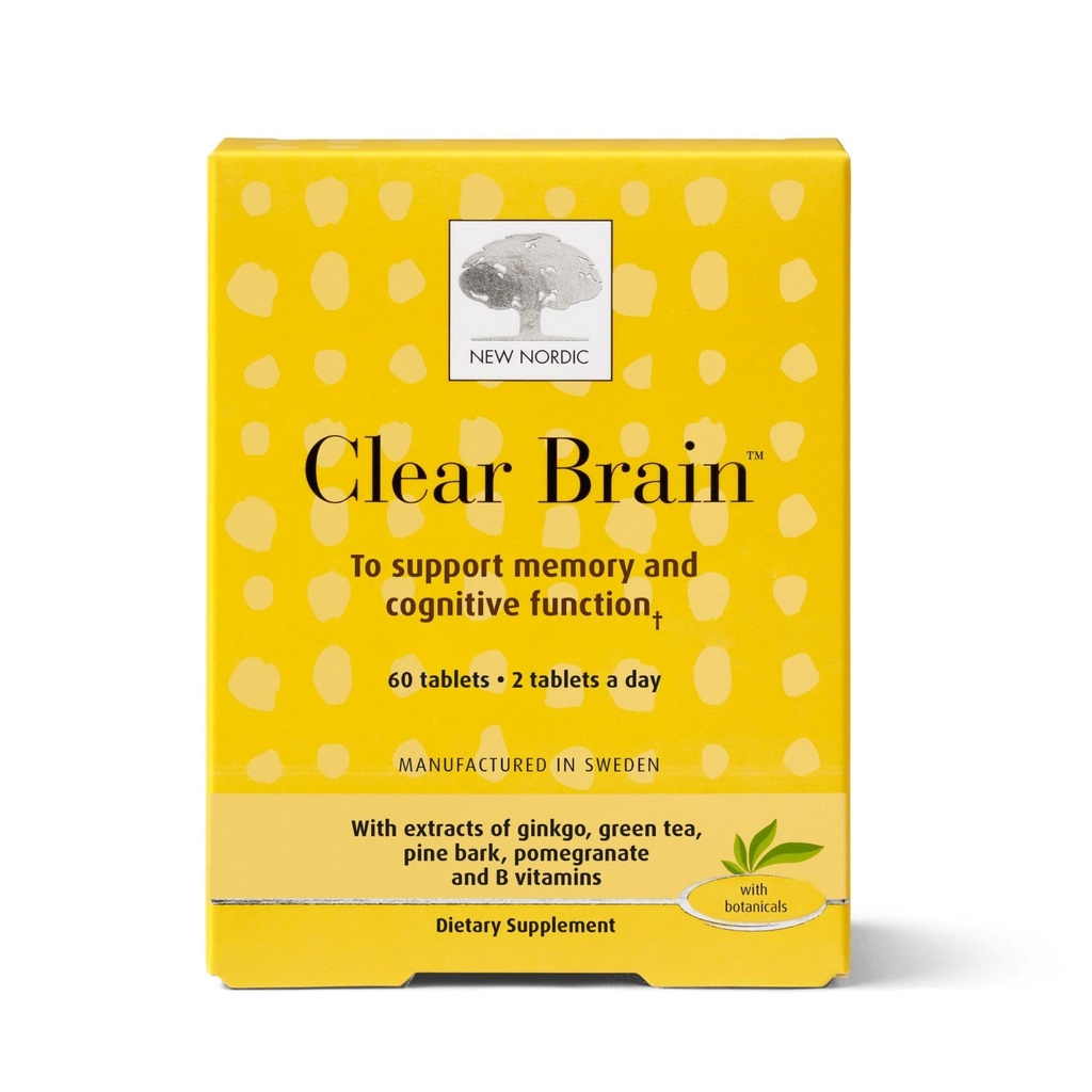 Nieuwe Nordic Clear Brain Tablets, Ondersteunt Normale Cognitieve Gezondheid en Geheugen, met groene thee en walnoot, Zweedse Made, 60 Graaf (Pack of 1)