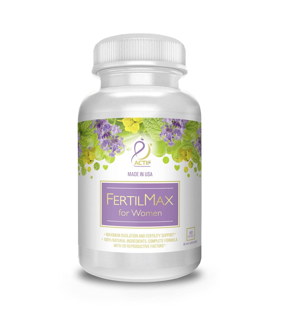ACTIF FertilMax voor vrouwen - #1 Vruchtbaarheid Supplement en Ovulatie Ondersteuning, Maximale sterkte, Klinisch bewezen - Niet-GMO, Made in USA, 60 Tel.