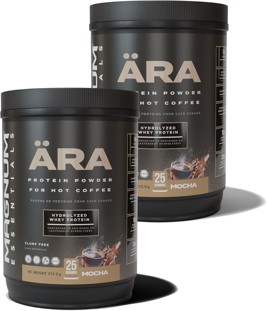 Ara Mocha High Protein Powder Tub for Hot & Cold Coffee, Thee, Drinks - Sugar-Free, Clump-Free - 20g Lost glad op in warme dranken, 325g (2 Pack)