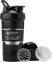 BlenderButtle Shaker Bottle met pil Organizer en opslag voor eiwitpoeder, Classic V2 ProStak System, 22-Ounce, Midnight Black