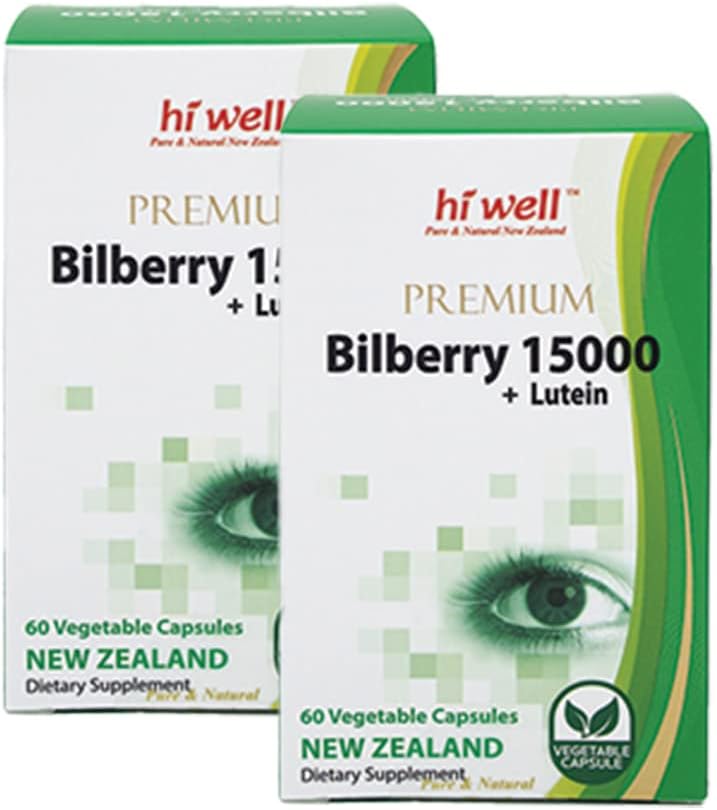 (Pack of 2) Hi Well Premium bosbes 15000 + Lutein 60VegeCapsules