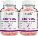 Gezondheid Dose Vlierbessen Sambucus Gummy Vitaminen Kids 100 Gummies. met Propolis Extract, Echinacea, Vitamine C, Yummy Raspberry Flavor, Vegan, Gluten-Free, Defense, Immune Support Booster. Verpakking van 2