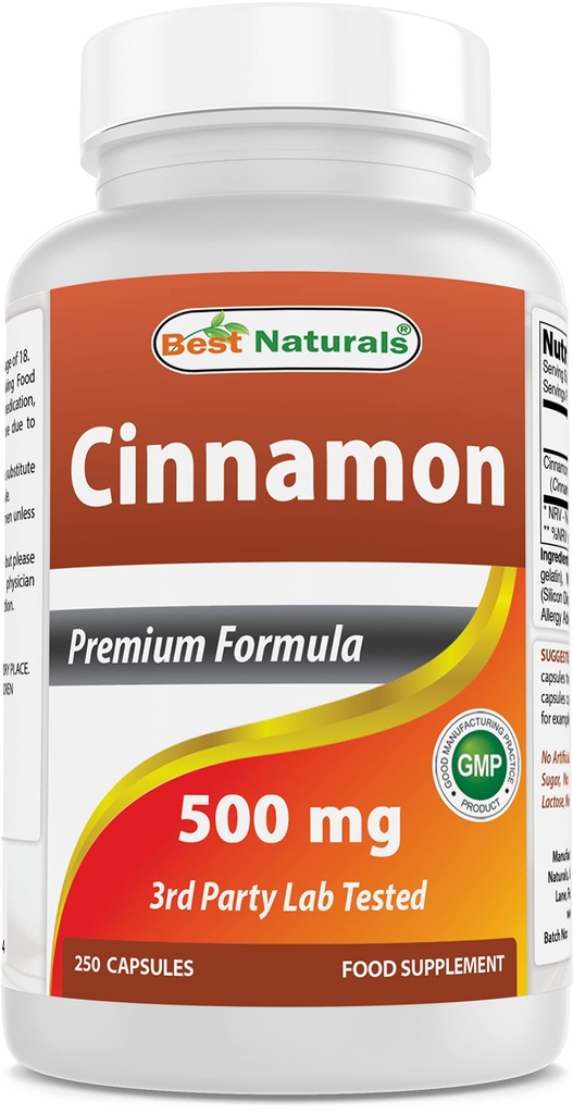 Best Naturals Cinnamon 500 mg 250 capsules (250 telling (verpakking 1))