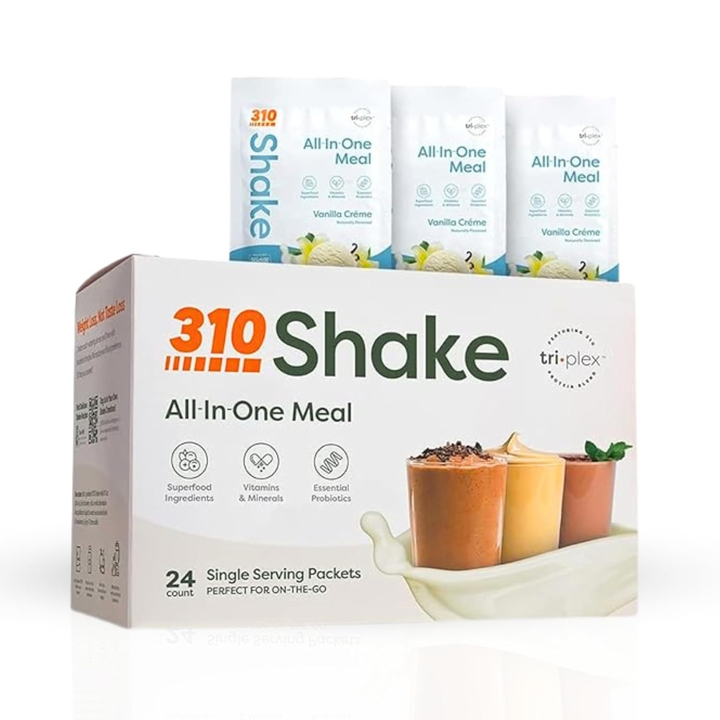 310 Voeding Alles-in-één Maaltijd vervangingsshake - nieuwe formule met vezelrijke Vegan Superfood Blend - natuurlijke zoetstoffen - lage Carb Shake, Keto & Paleo Friendly - glutenvrij - 26 essentiële vitaminen & mineralen - variety Shake Box - Vanilla Crème
