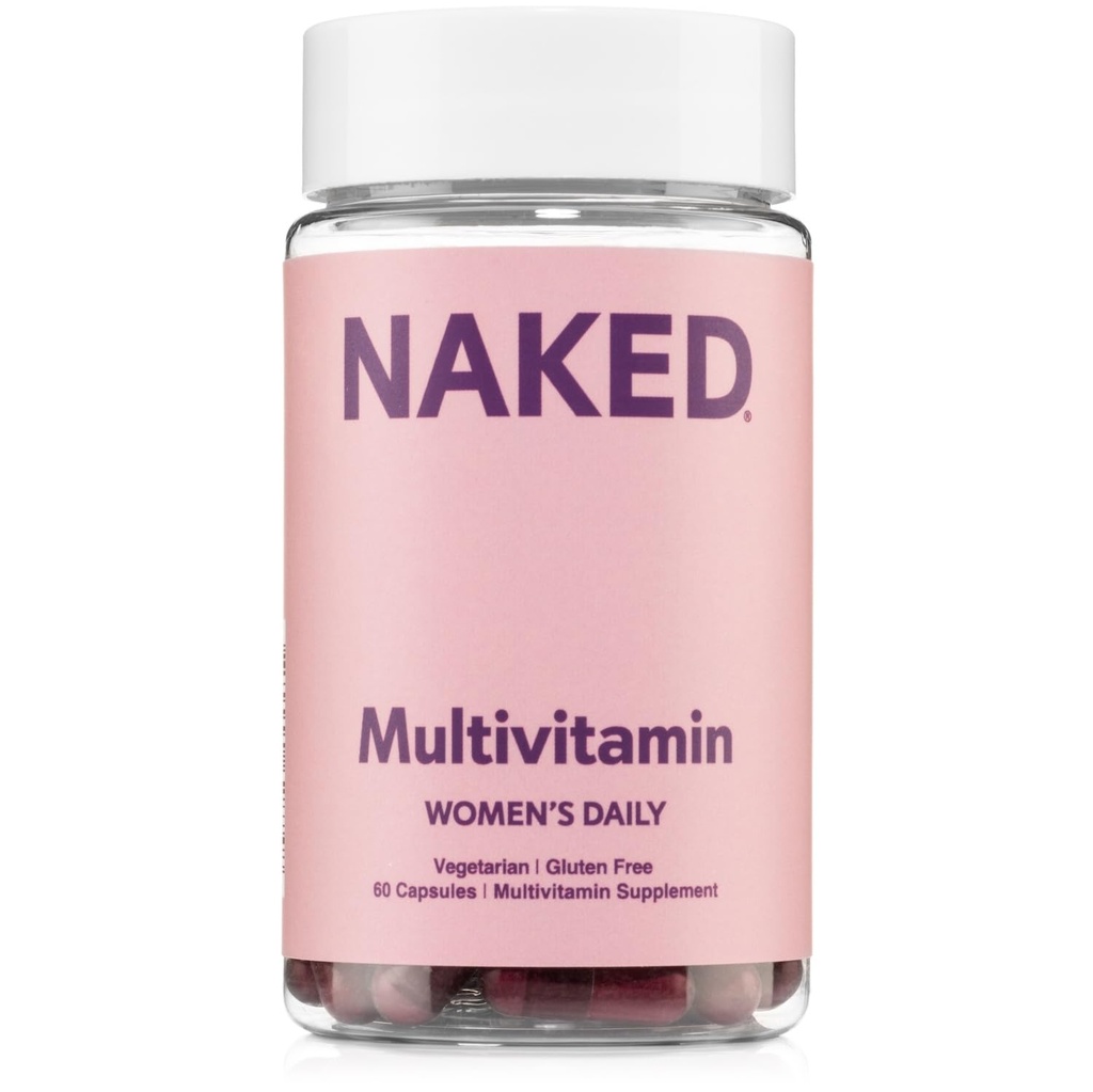 NAKED voeding Vrouwen Multi - Dagelijkse Multivitamine - Vitaminen A, C, E, Selenium, Zink, Fruit en Super Green Extracten, Boost Immune Ondersteuning - Glutenvrije en Vegetarische Vitaminen, 60 Capsules