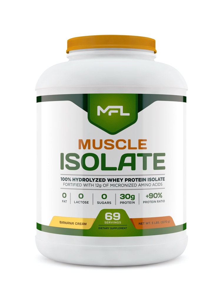 MFL 100% isolaateiwit l 30 g eiwit l 12 g Aminozuren l Keto Vriendelijk l Low Carbs l 5 lbs. (Banana Cream)