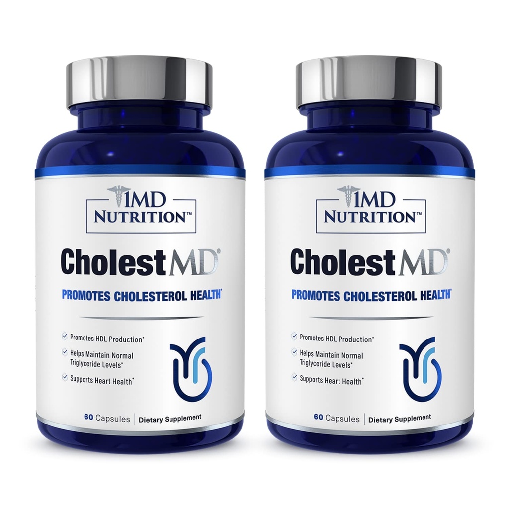 1MD Nutrition CholestMD met Olive Leaf Extract, Bergavit, Niacin, Knoflook 120 Capsules (2-pack)